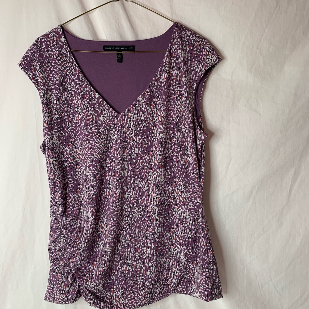 WHBM women’s tank top sizeL lined, one side seam rouched, stretchy
